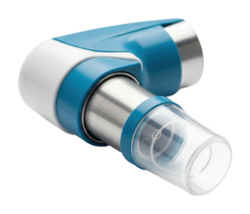 Asthma relief inhaler usage home medical equipment isolated on transparent background