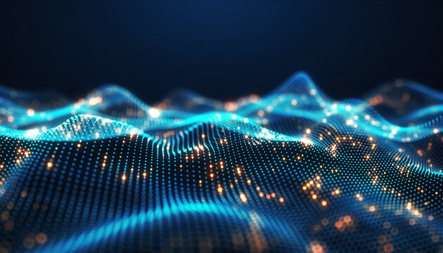 Digital Blue and Orange Particle Waveform firefly image