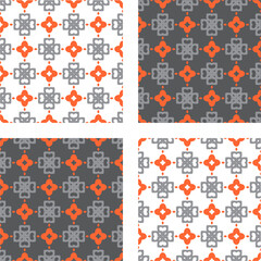 Modern stylish texture repeating. Vector background. Abstract geometric floral seamless pattern. grey and orange ornament.