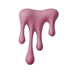 Pink 3D liquid drips with glossy paint and smooth flowing drops. The pink drip shapes create a soft fluid splash effect isolated on white
