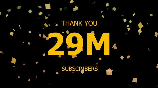 29 Million Subscribers celebration background with a golden badge, "Thank You" text, and falling heart-shaped petals.