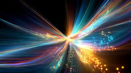 Abstract light trails converge creating a dynamic and colorful background perfect for presentations and modern designs - Powered by Adobe