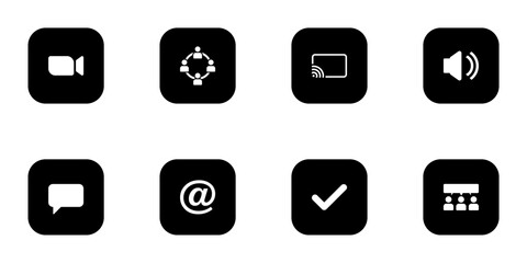 Minimal Black UI Action and Communication Icons Set