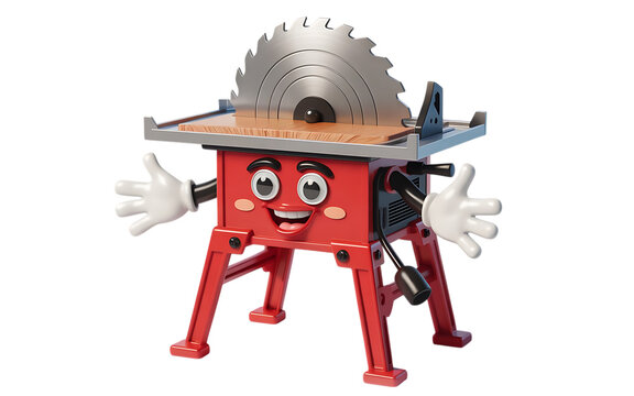 Table Saw cartoon Character on transparent background