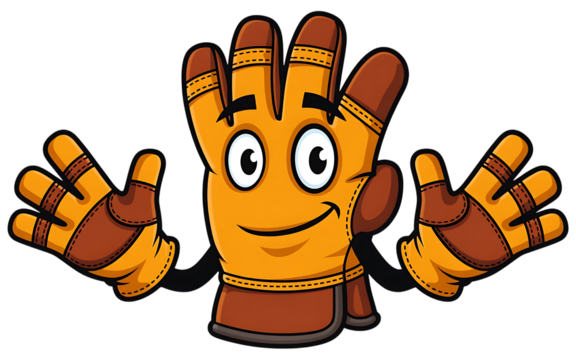 Work Gloves (Leather, Cut-resistant) cartoon Character  on transparent background