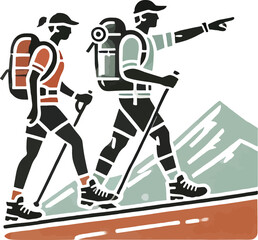 A couple travelling at outdoor  mountain.