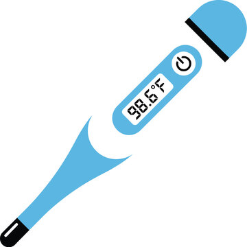 A digital thermometer displaying 98 6 degrees fahrenheit isolated medical device on transparent background