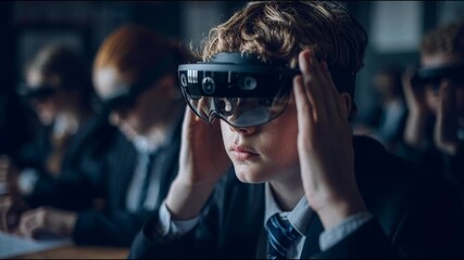 Young people exploring immersive AR and VR experiences in a modern learning environment - Powered by Adobe