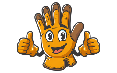 Work Gloves (Leather, Cut-resistant) cartoon Character on transparent background