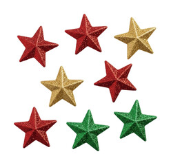 Decorative stars for the holiday season festive celebration elements isolated on transparent background