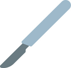A simple illustration of a pale blue kitchen knife with a black handle on transparent background