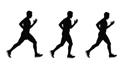 Running man silhouettes isolated on white background, Vector