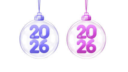 blue purple 2026 glass ornaments
