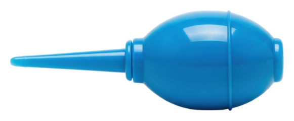 Using a blue blower for cleaning workshop tool isolated on transparent background