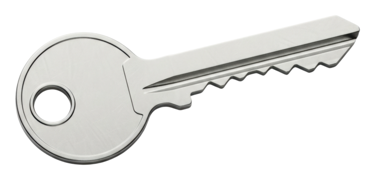 Unlocking potential key on metal surface environment isolated on transparent background