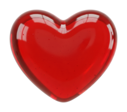 Heart shaped red object still life isolated on transparent background