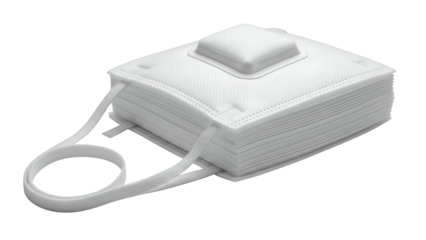 White, mask-shaped stack with a small block, straps, appearing like a strange purse