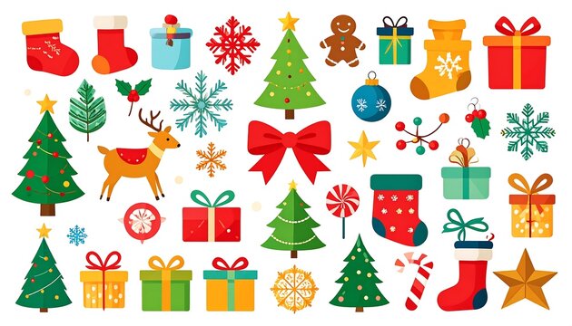 Festive christmas holiday seamless pattern with gifts and christmas decorations