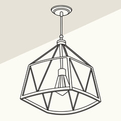 Geometric cage pendant light fixture illustration