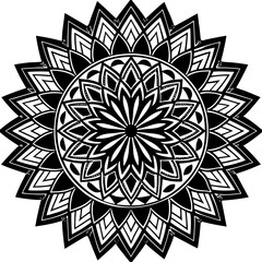 Intricate black and white geometric mandala design