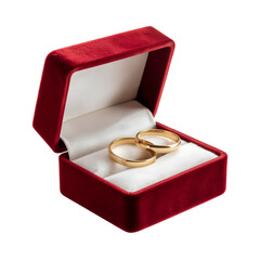 Wedding rings in a red box on a transparent background PNG