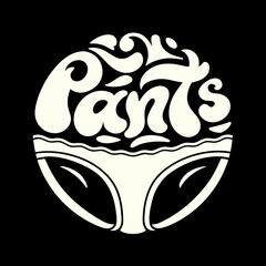 Retro pants logo with psychedelic typography