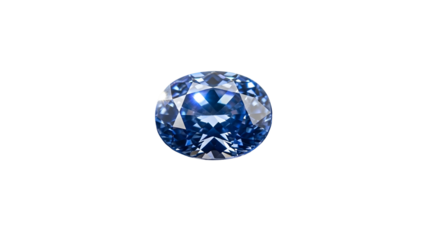 Brilliant oval cut blue sapphire gemstone on White background