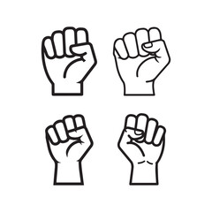 Set of fist symbol representing solidarity line art icon vector illustration