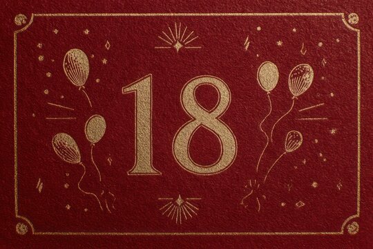 Red and Gold 18th Birthday Card Cover Design