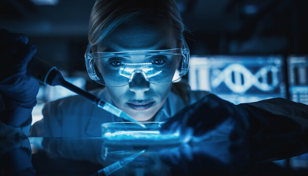 Female Scientist Conducting Advanced Biotech Research - Powered by Adobe