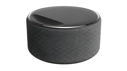 Cylindrical dark-toned device with patterned side, glossy top with indention