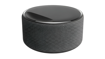 Cylindrical dark-toned device with patterned side, glossy top with indention