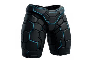 Futuristic sci-fi armored pants providing advanced protection and technology for gaming characters or virtual reality designs