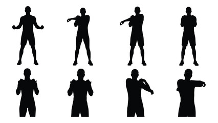 Diverse fitness silhouettes isolated on white background, Vector