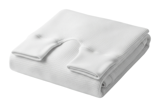 Cozy white blanket folding process home textile isolated on transparent background