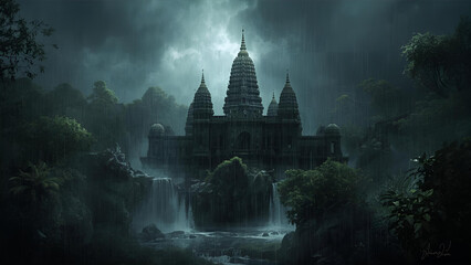 gloomy rainy day arieal view