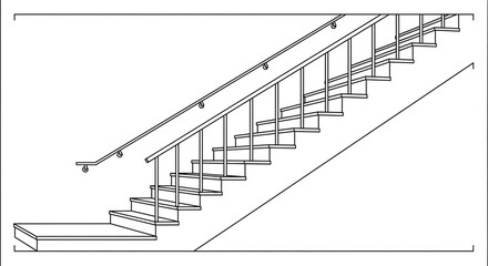 Architectural blueprint of staircase interior design, illustrating the beauty of geometric forms and clean lines in a minimalistic style, perfect for building concepts