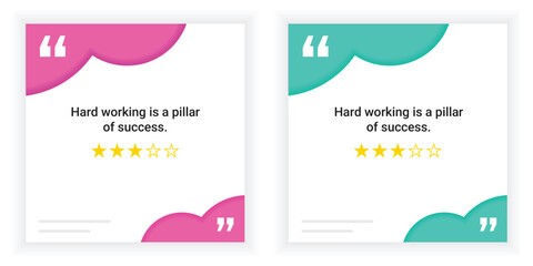Motivational Quote Social Media Posts with 3-Star Rating. Infographic Template, positive feedback.