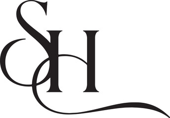 Luxurious SH Monogram Logo Design - Elegant Intertwined S and H Lettering for Branding