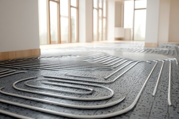 Residential Construction Detail of Subfloor Heating Tubes