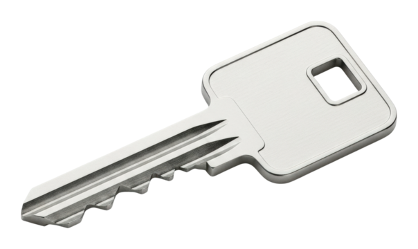 Unlocking potential key for security home product isolated on transparent background