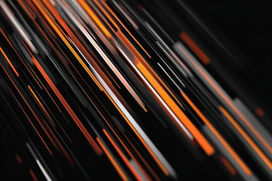 Modern Geometric Line Art Vibrant Orange and White on Black