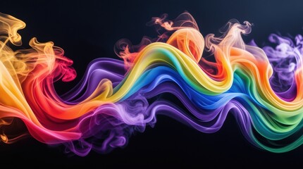 Vibrant flowing rainbow smoke artistic abstract background design with colorful wavy ethereal light effects and patterns