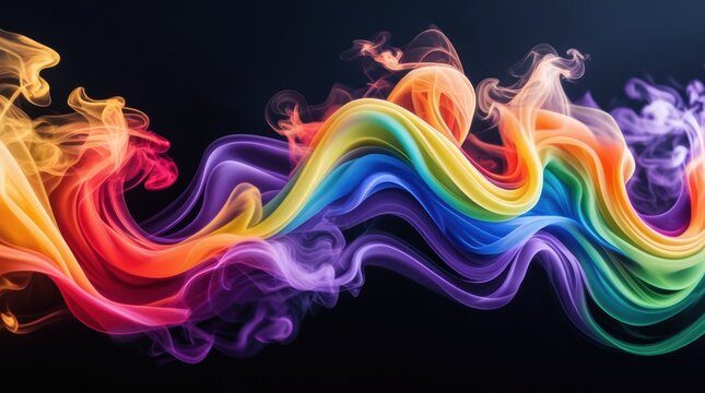 Vibrant flowing rainbow smoke artistic abstract background design with colorful wavy ethereal light effects and patterns - Powered by Adobe