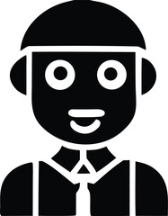 Smiling person avatar icon in business attire, professional user