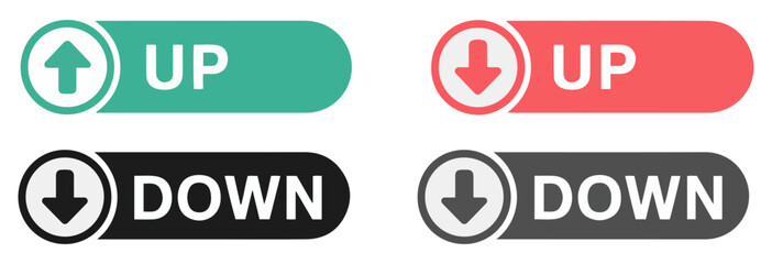 up down arrow button icon set