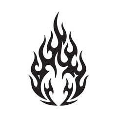 Fire tattoo. Black silhouette on a transparent background.