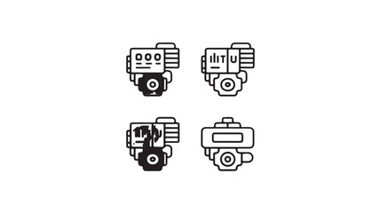 Set of engine icons simple line art vector design isolated on white background