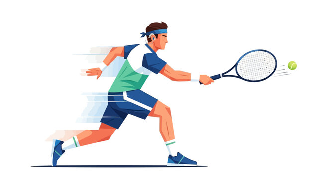 Dynamic Tennis Player in Action Hitting a Forehand Shot Vector Illustration - Powered by Adobe