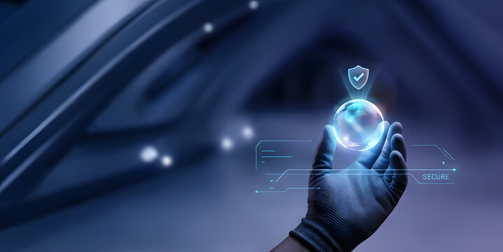 Businessman holding global assurance network